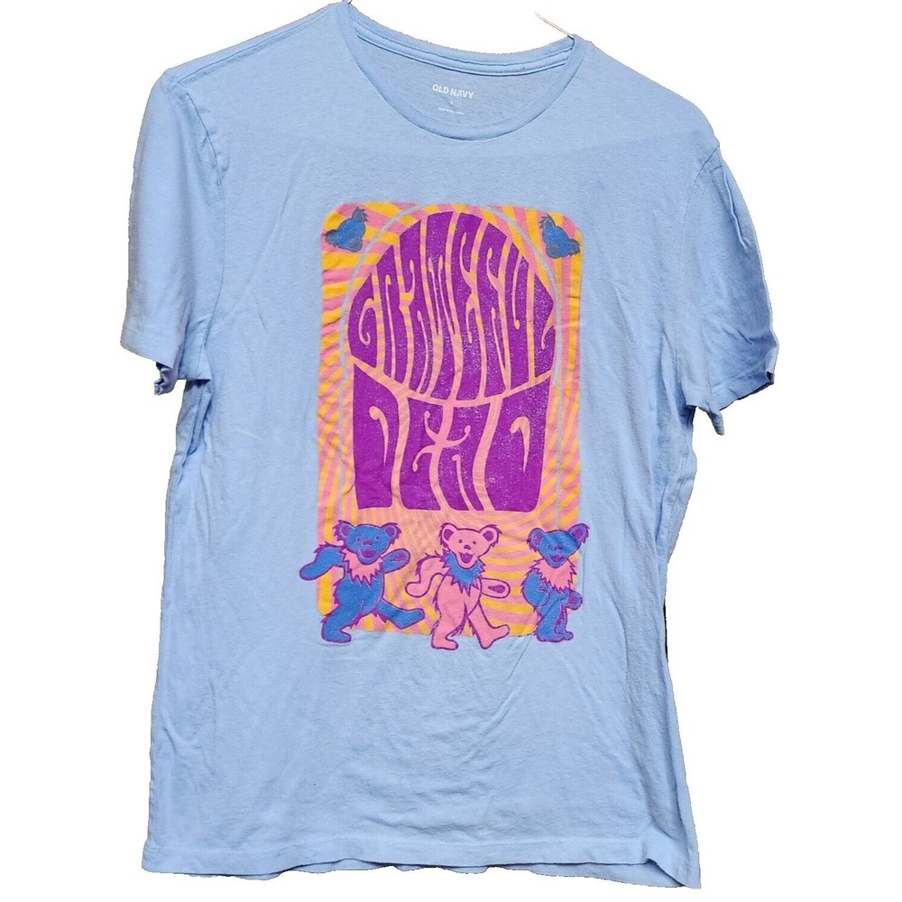 Grateful Dead Dancing Bears Light Blue Old Navy T-Shirt Size Medium Retro